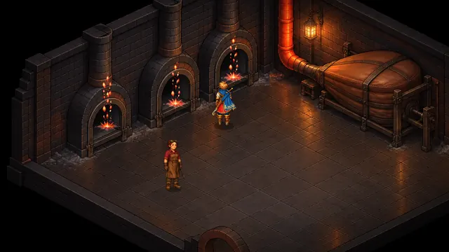 Inside the Great Hearth, furnaces glowing.